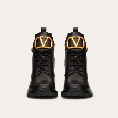 VALENTINO VLOGO SIGNATURE Calf leather Army Style ankle boots (heel height 7cm)