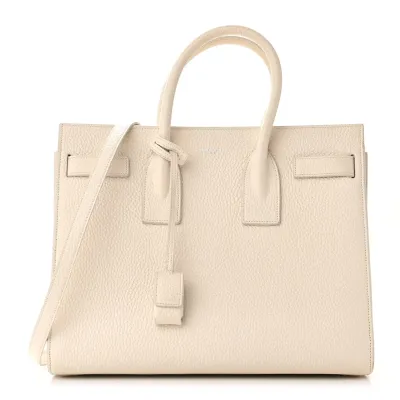 Saint Laurent Small Sac De Jour Dove White Grained Calfskin Leather