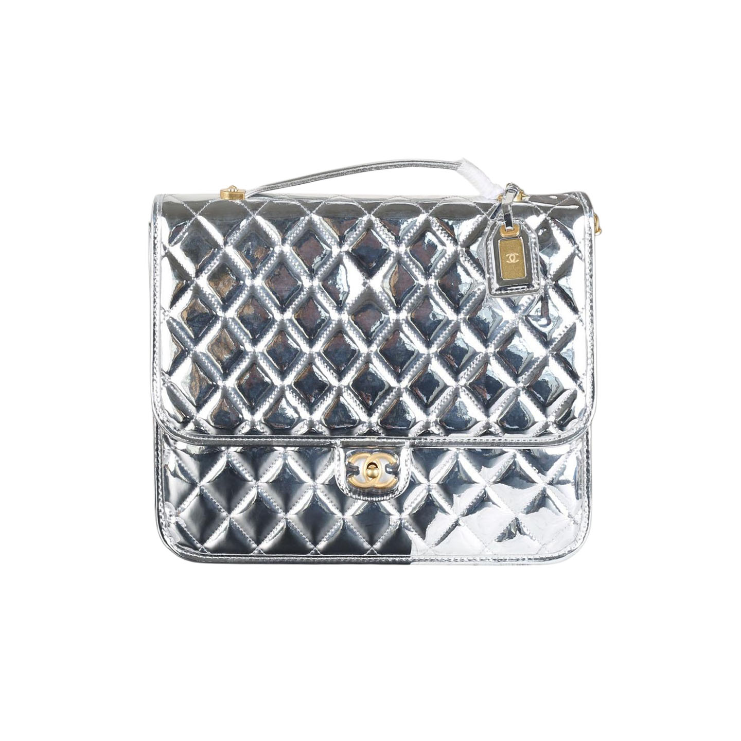 Chanel Silver / Gold / Black couro verniz Mochilas