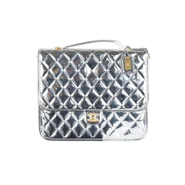 Chanel Silver / Gold / Black patent leather Backpacks