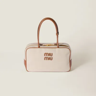 Miu Miu Aventure Nappa Canvas White Top-Handle Bags
