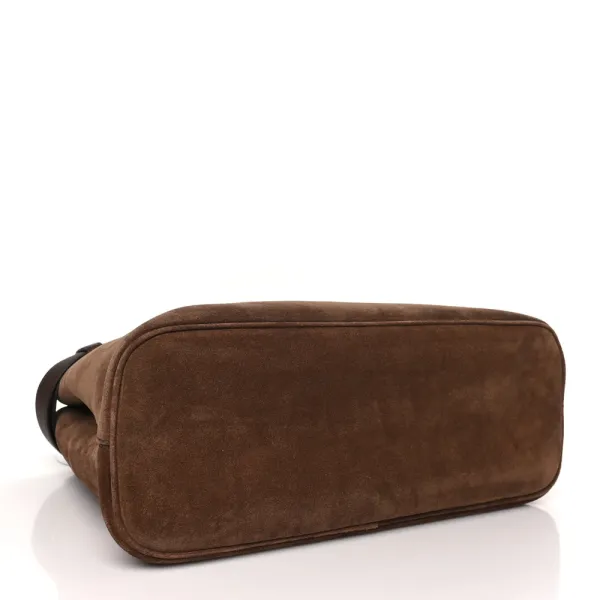 Prada Large Double Belt Tote Cacao Scamosciato Suede Leather - Image 6