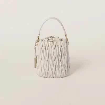 Miu Miu Matelassé Quilted Lambskin Leather white Bucket Bags