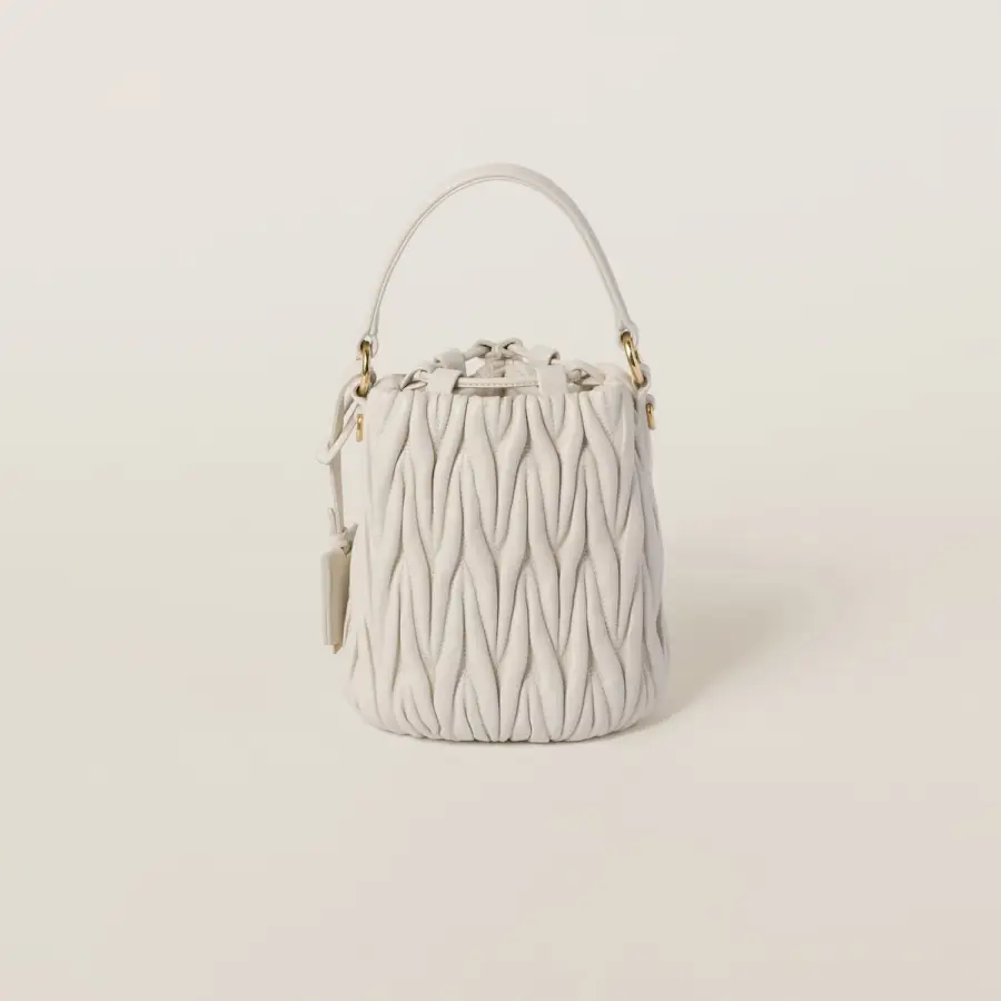 Miu Miu Matelassé Quilted Lambskin Leather white Bucket Bags