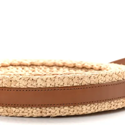 Saint Laurent Small Sac Round Bag Natural Raffia Aged Gold Hardware