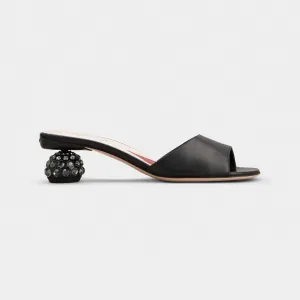 Roger Vivier Mules Sandals In Black/White Leather Crystal Heels (Heel Height 4cm)