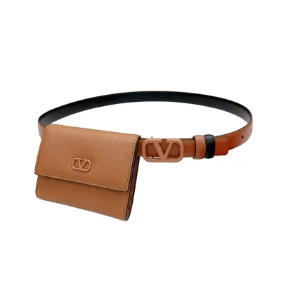 Valentino V Buckle Waist bag belt In Pink/Blue/Green/Brown/Red/Black Calfskin With Pink/Blue/Green/Brown/Red/Black Hardware 20mm