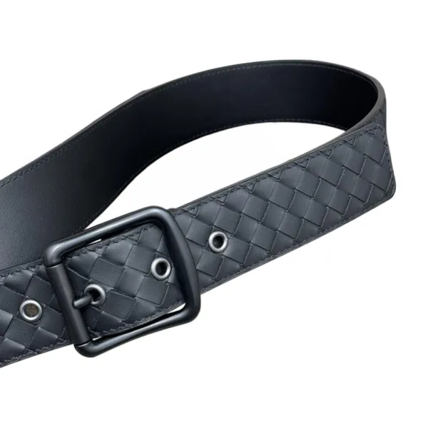Bottega Veneta Men's Square Buckle Intrecciato Belt In Black/Coffee/Blue/Grey Calfskin With Silver/Black Hardware 40mm - Image 3