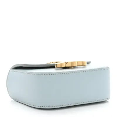 Celine Mini Triomphe Bag Soft Blue Shiny Calfskin Leather Gold Hardware