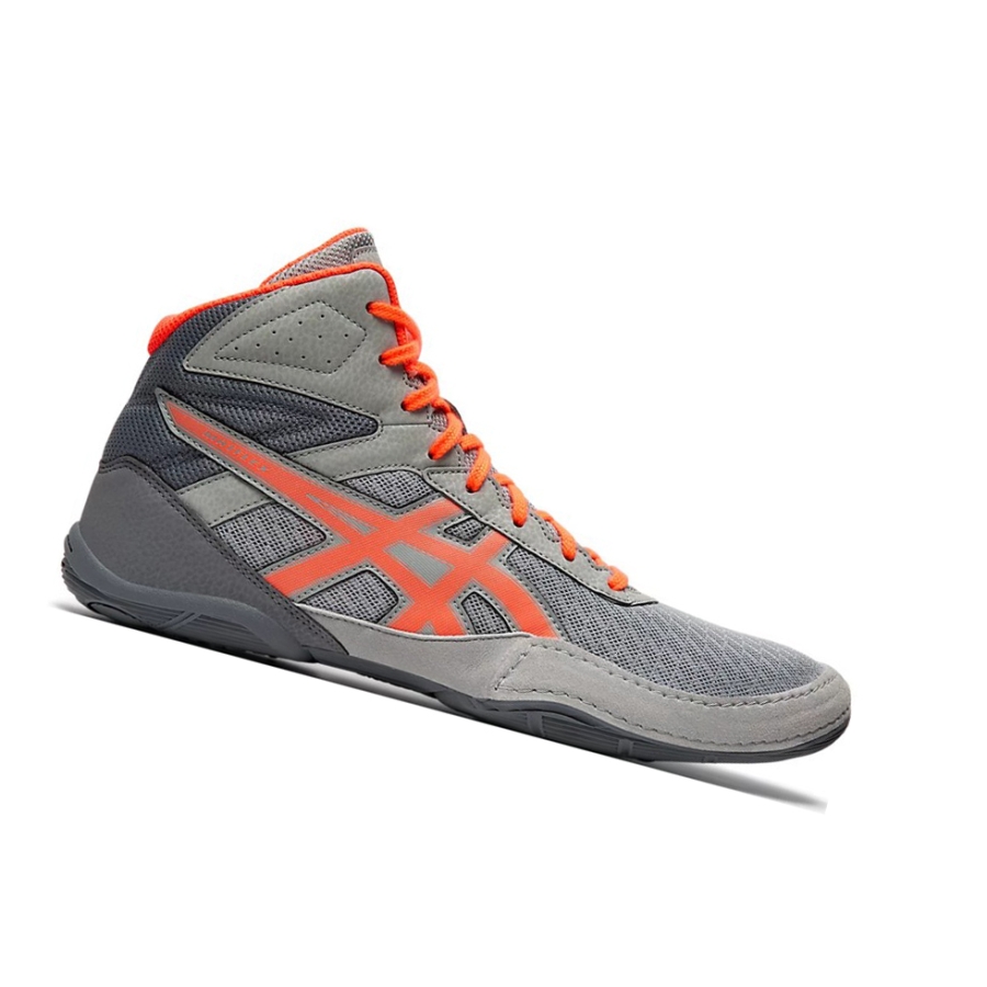 Stone Grey / Flash Coral Men's Asics MATFLEX 6 Wrestling Shoes | US06839YA