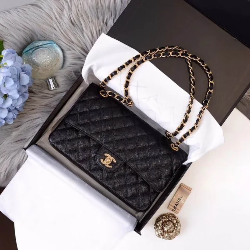 Chanel Caviar Calfskin Class-Flap Bag A01112 Black