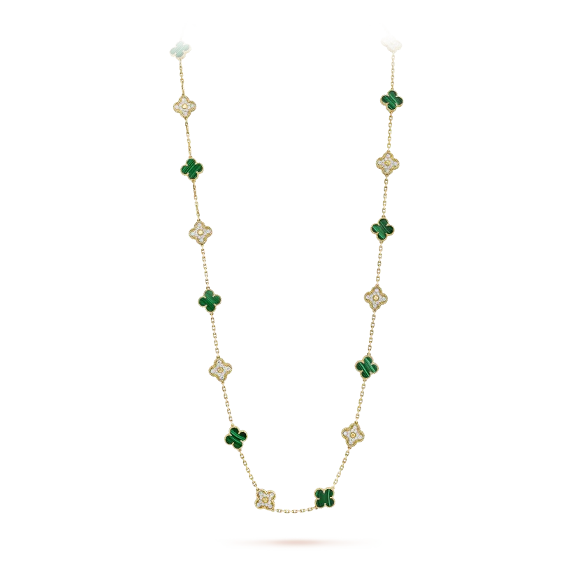Vintage Alhambra Long Necklace, 20 Charms