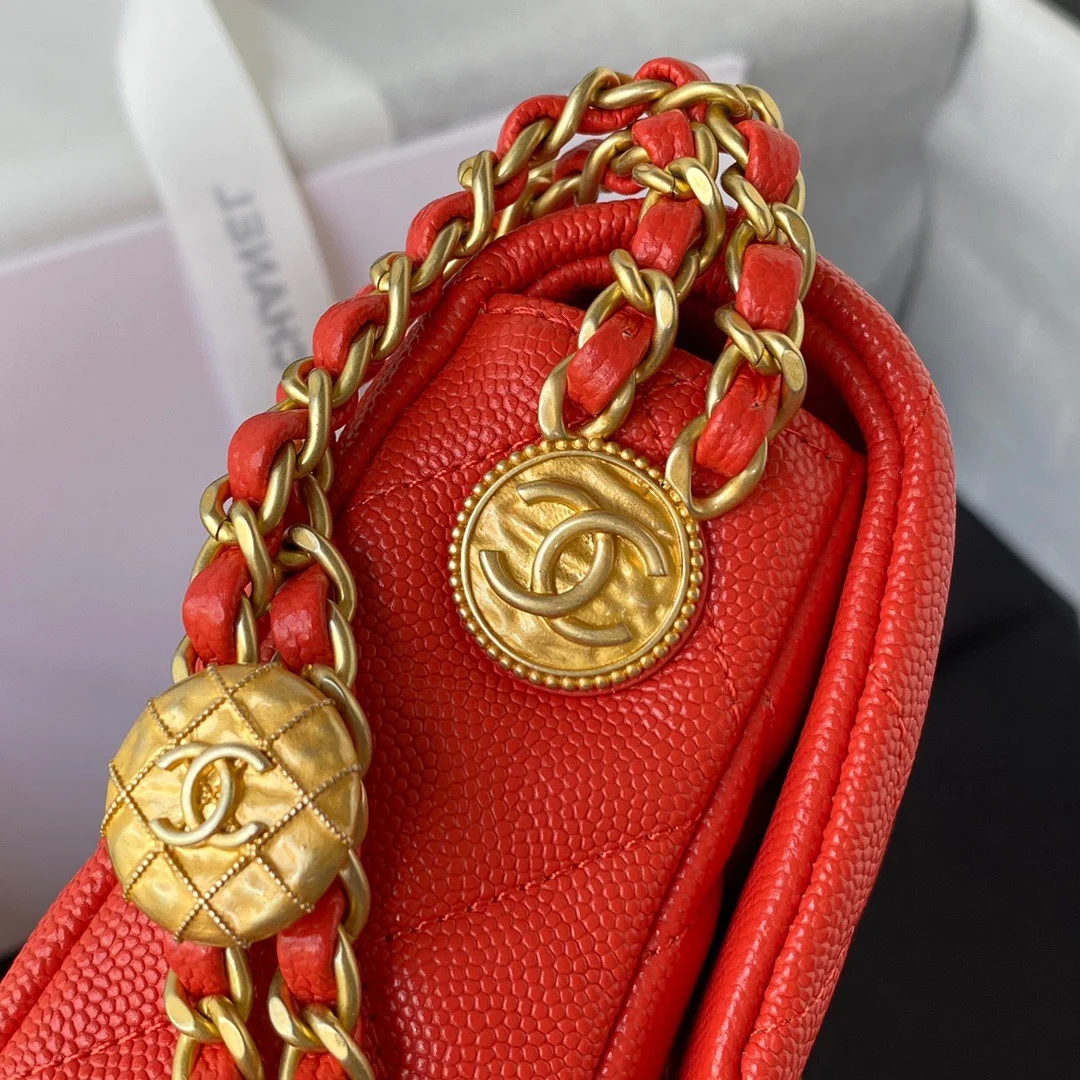 Chanel Mini Flap Bag With Top Handle Gold Hardware Red For Women, Women’s Handbags, Shoulder Bags 7.9in/20cm AS2431