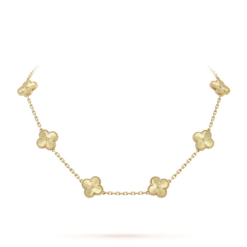 Vintage Alhambra necklace, 10 four-leaf lucky totems