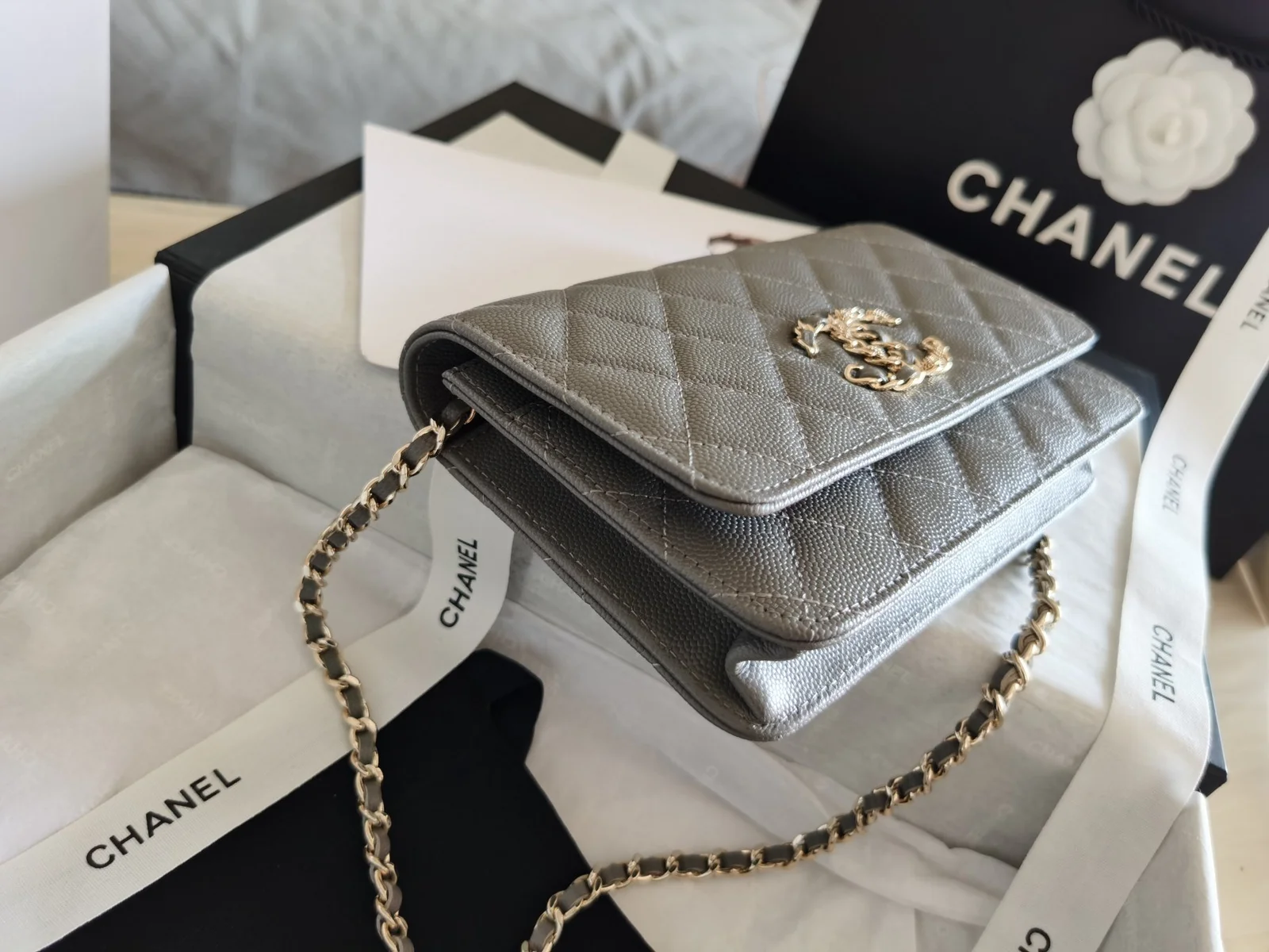 Chanel Mini Flap Bag Grey For Women 7.2in/18.5cm