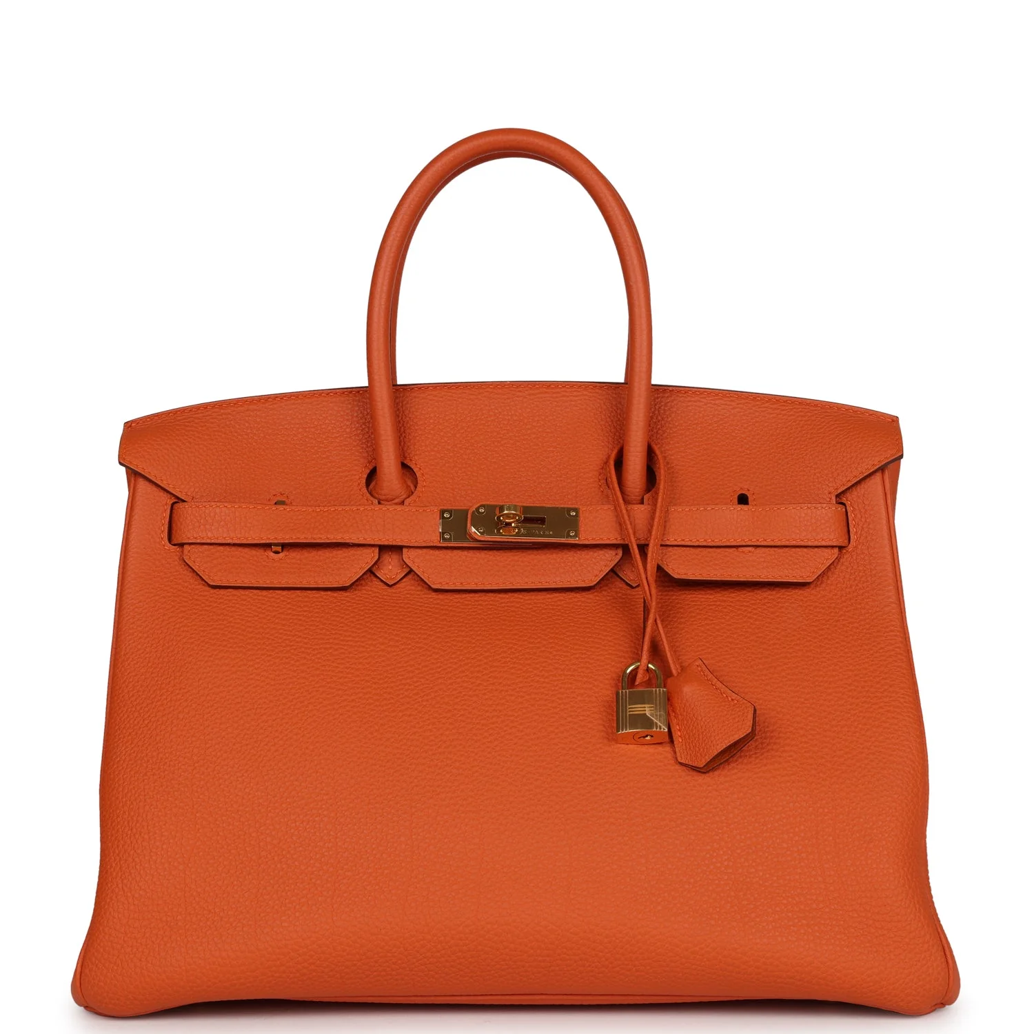 Pre-owned Hermes Birkin 35 Orange H Clemence Gold Hardware