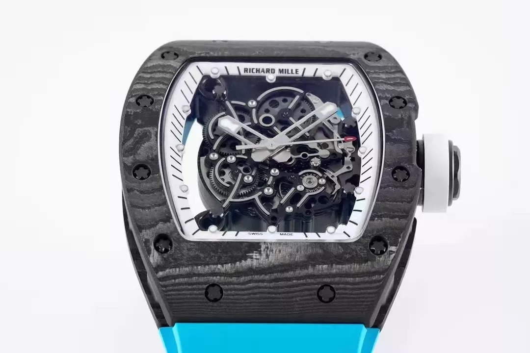 RM055 Skeleton White Dial Black Bezel Blue Rubber Strap ZF RMUL2