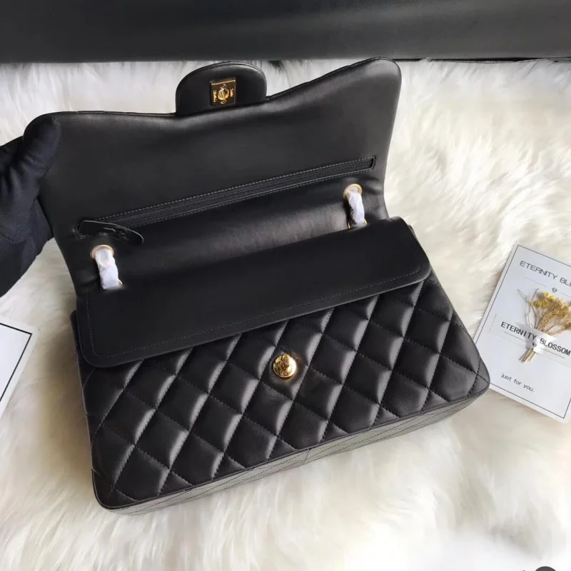 Chanel Lambskin 30Cm Class-Flap Bag A1113 Black