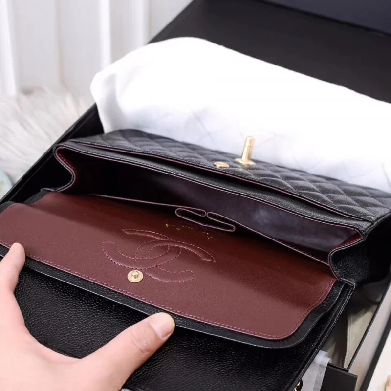 Chanel Caviar Calfskin Class-Flap Bag A01112 Black