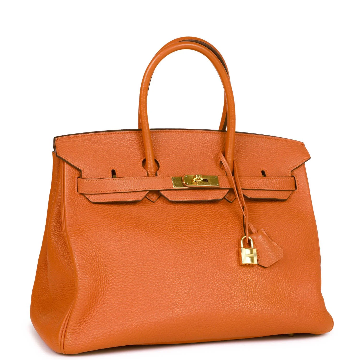 Pre-owned Hermes Birkin 35 Orange H Togo Gold Hardware