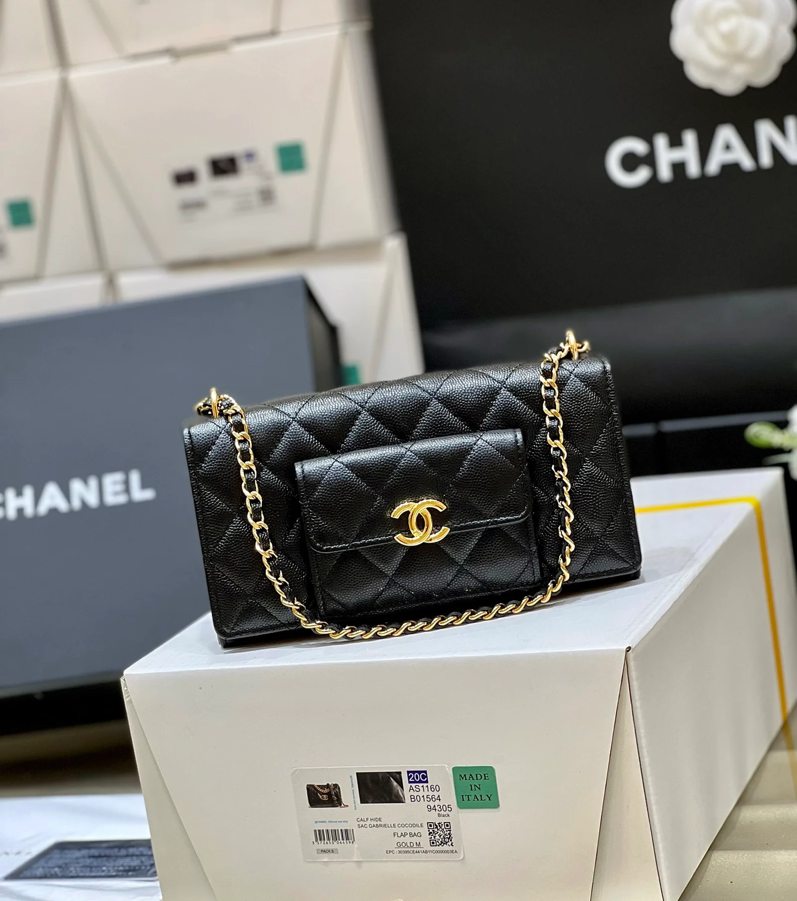 Chanel Small Coin Pocket WOC Shoulder Bag Black For Women, Women’s Bags 7.9in/20cm