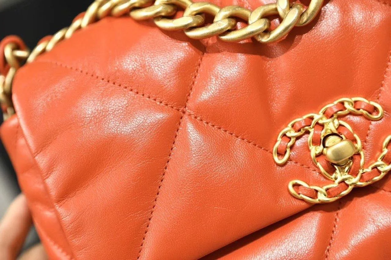 Chanel 19 Handbag 26cm Orange For Women AS1160
