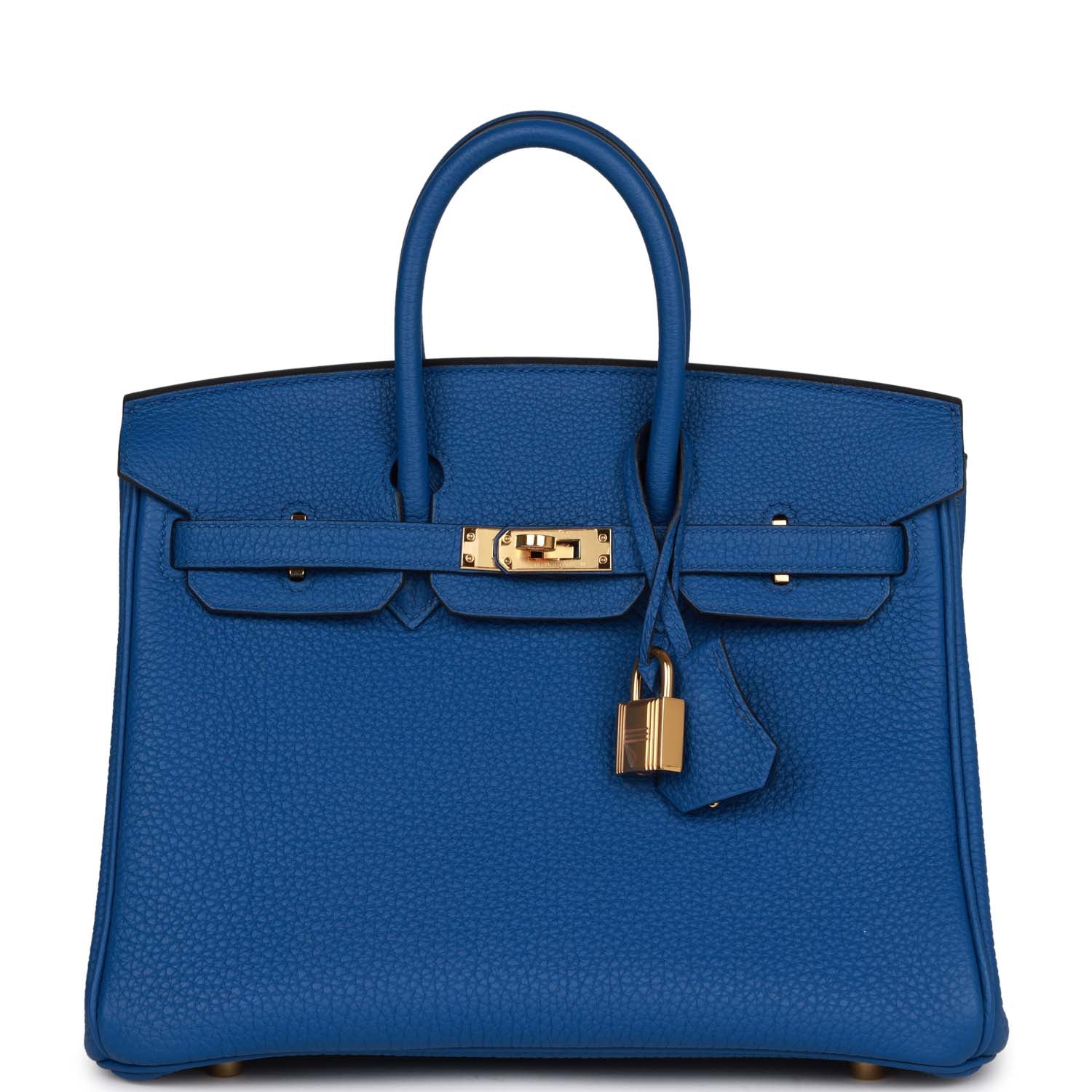 Pre-owned Hermes Birkin 25 Bleu France Togo Gold Hardware