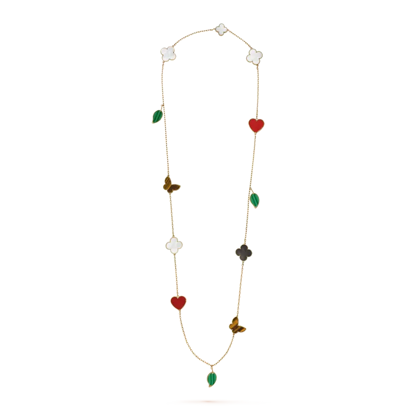 Lucky Alhambra Long Necklace, 12 Charms