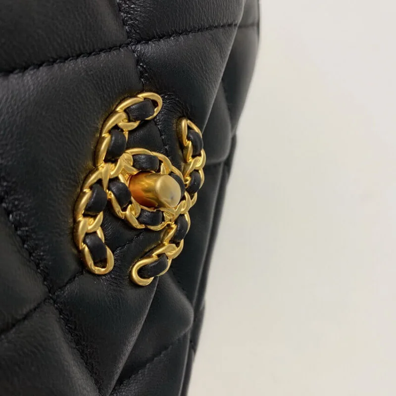 Chanel Lambskin Quilted Chanel 19 Waist Bag As1163 Black