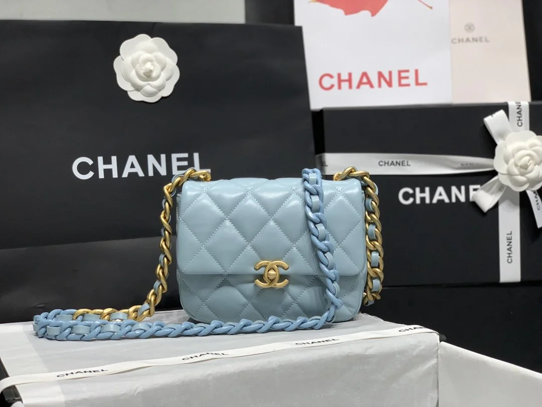 Chanel Mini Flap Bag Gold-Tone Metal Blue Bag For Women 13cm/5in