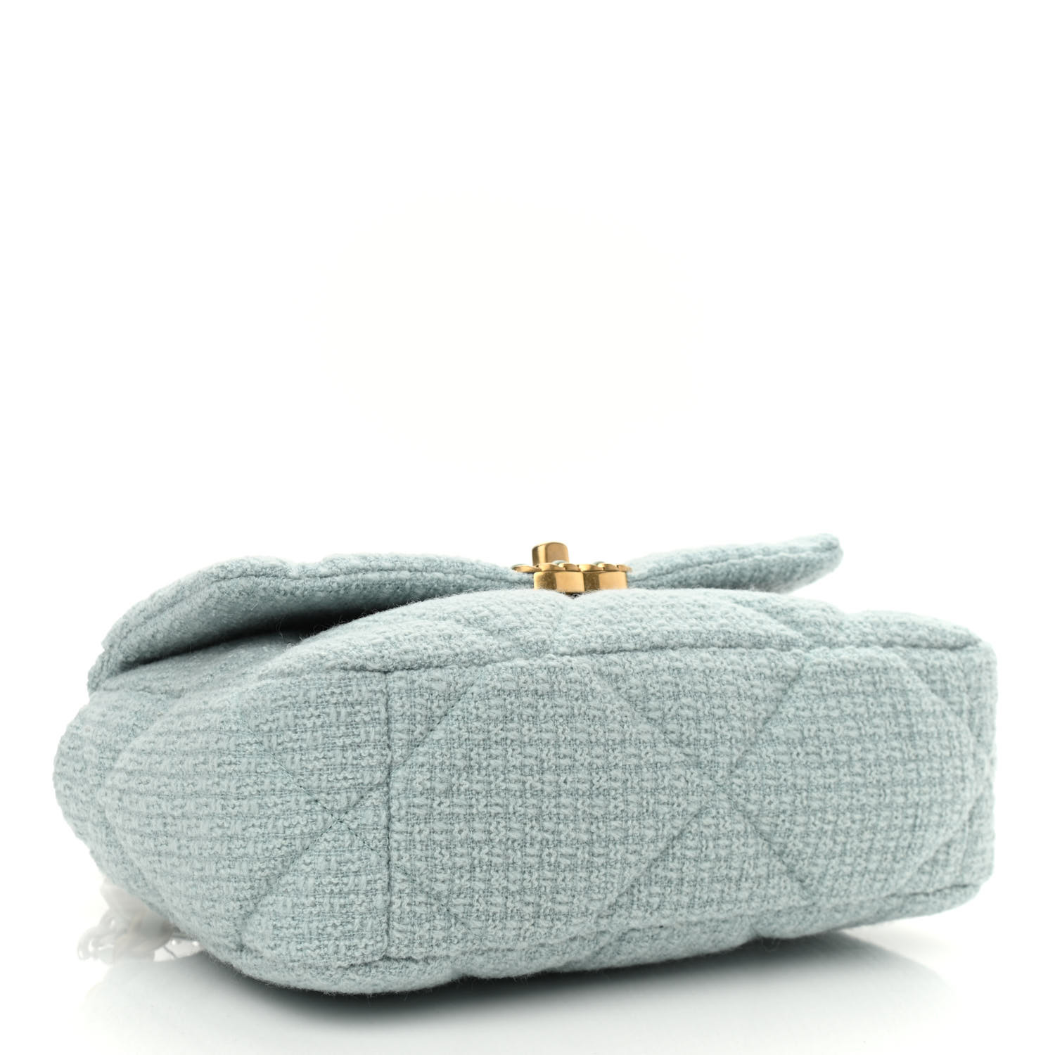 Tweed Mixed Fibers Quilted Medium Chanel 19 Flap Light Green