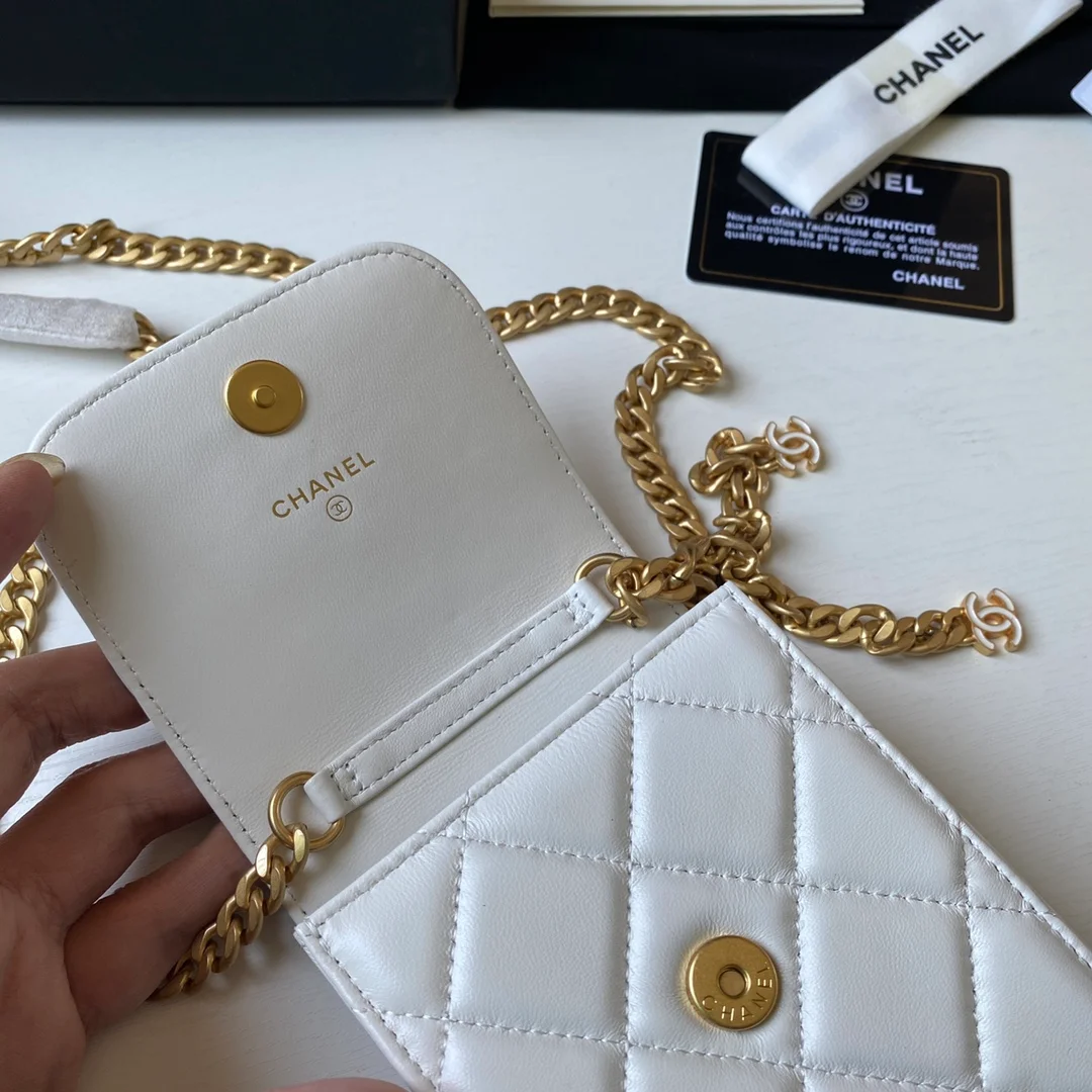 Chanel Phone Holder White Bag For Women 15cm/6in