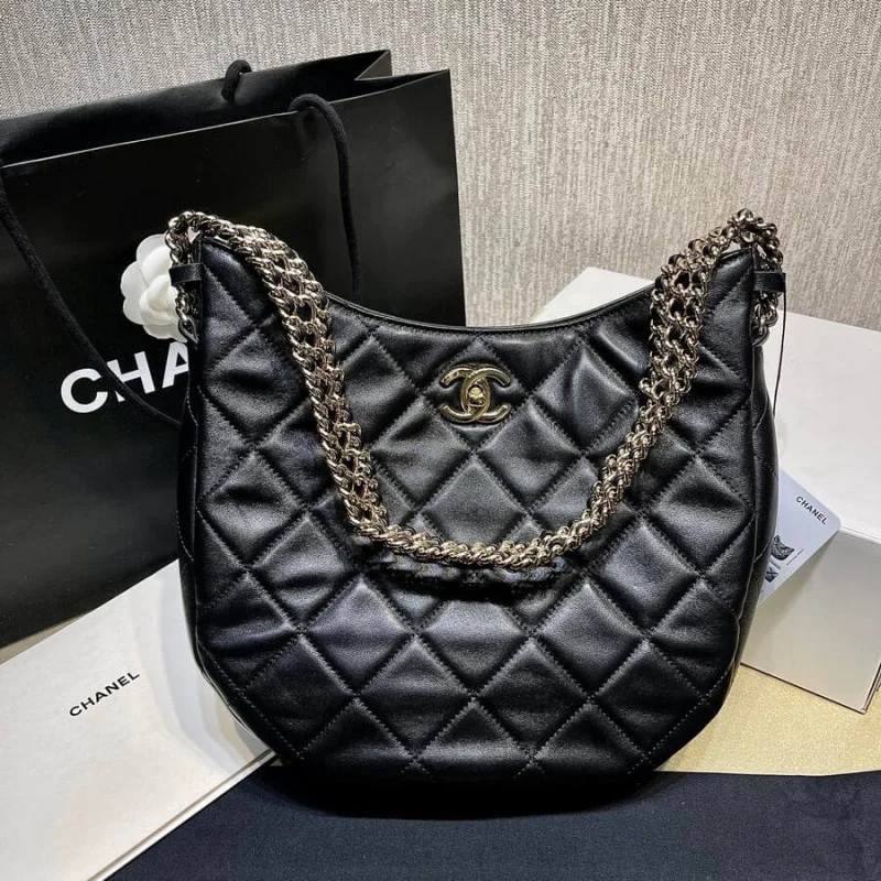 Chanel Hobo Bag In Lambskin As3153 Black