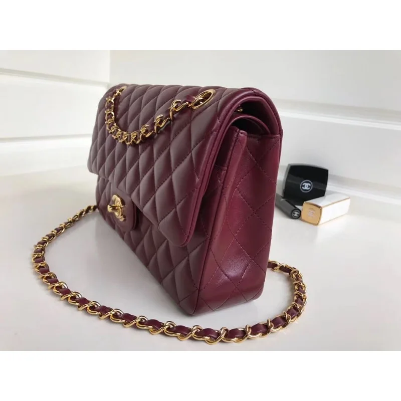Chanel 1112 Burgundy Medium Size 2.55 Lambskin Leather Flap Bag