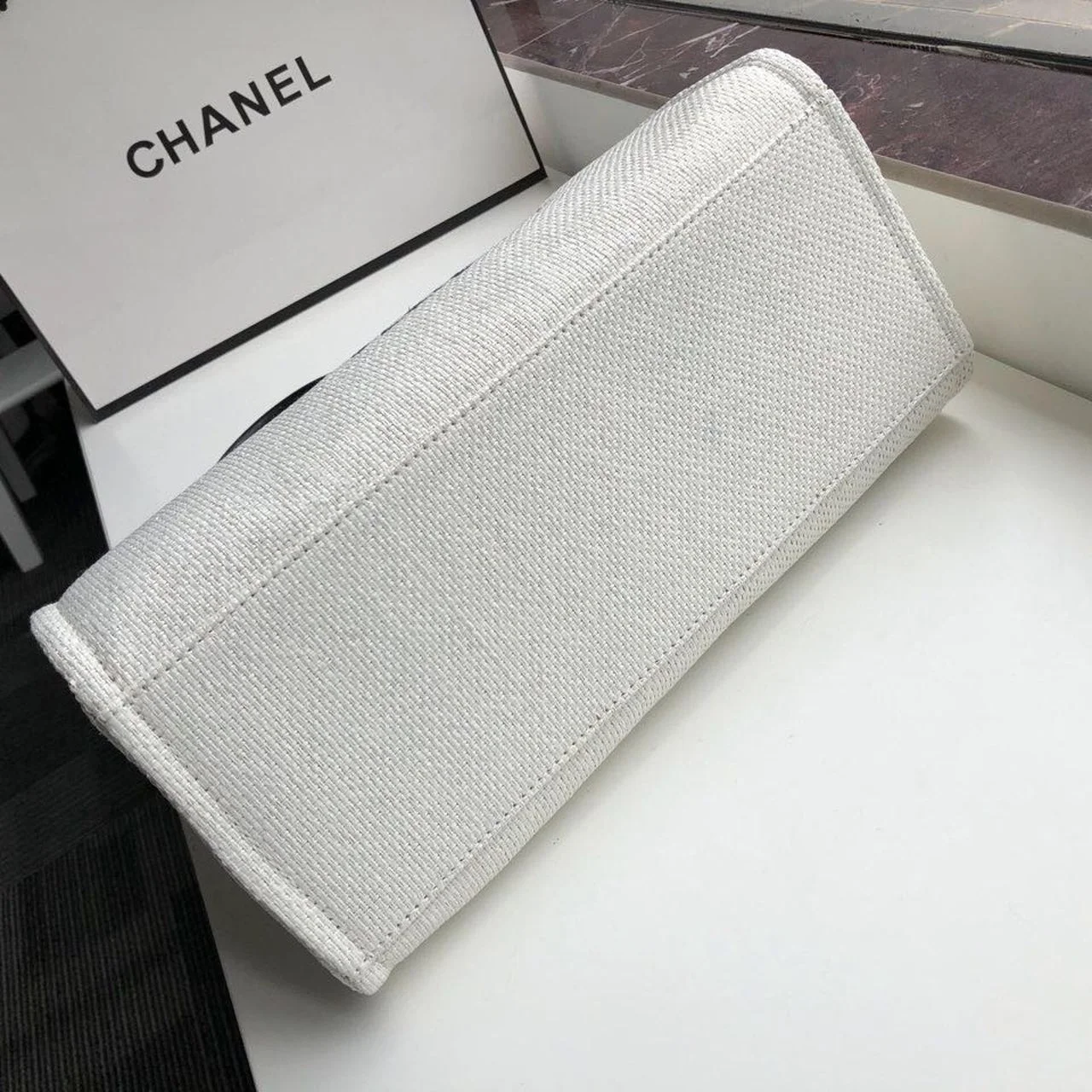 Chanel Small Shopping Bag Silver Hardware White For Women, Women’s Handbags, Shoulder Bags 15.2in/39cm AS3257