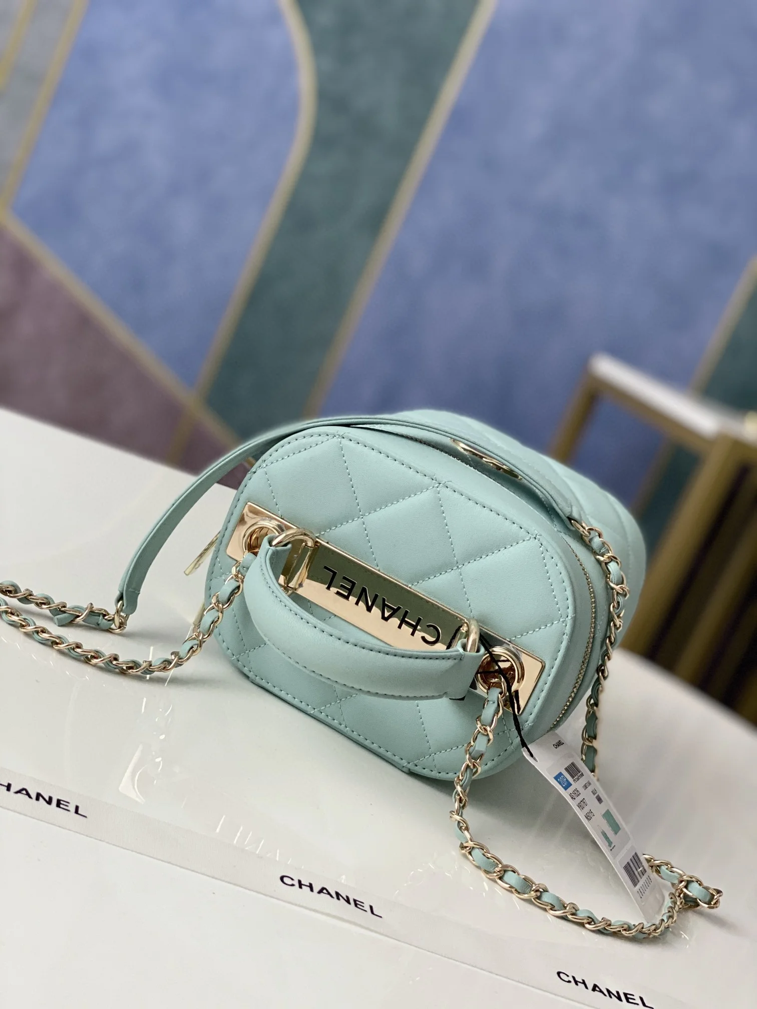 Chanel Vanity Case Gold Hardware Light Green For Women, Women’s Handbags, Shoulder Bags 9.4in/24cm