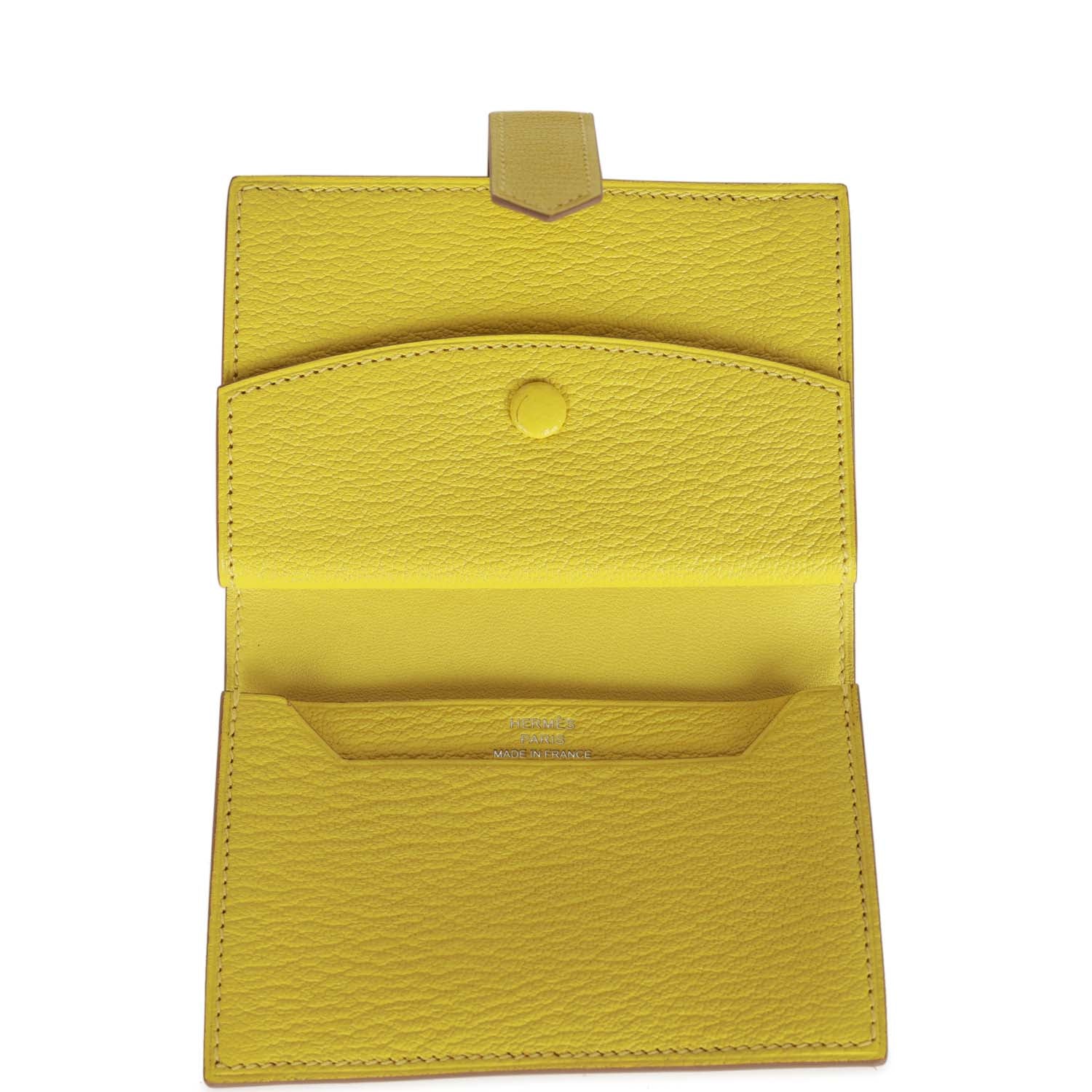 Hermes Bearn Mini Wallet Lime Chevre Mysore Palladium Hardware