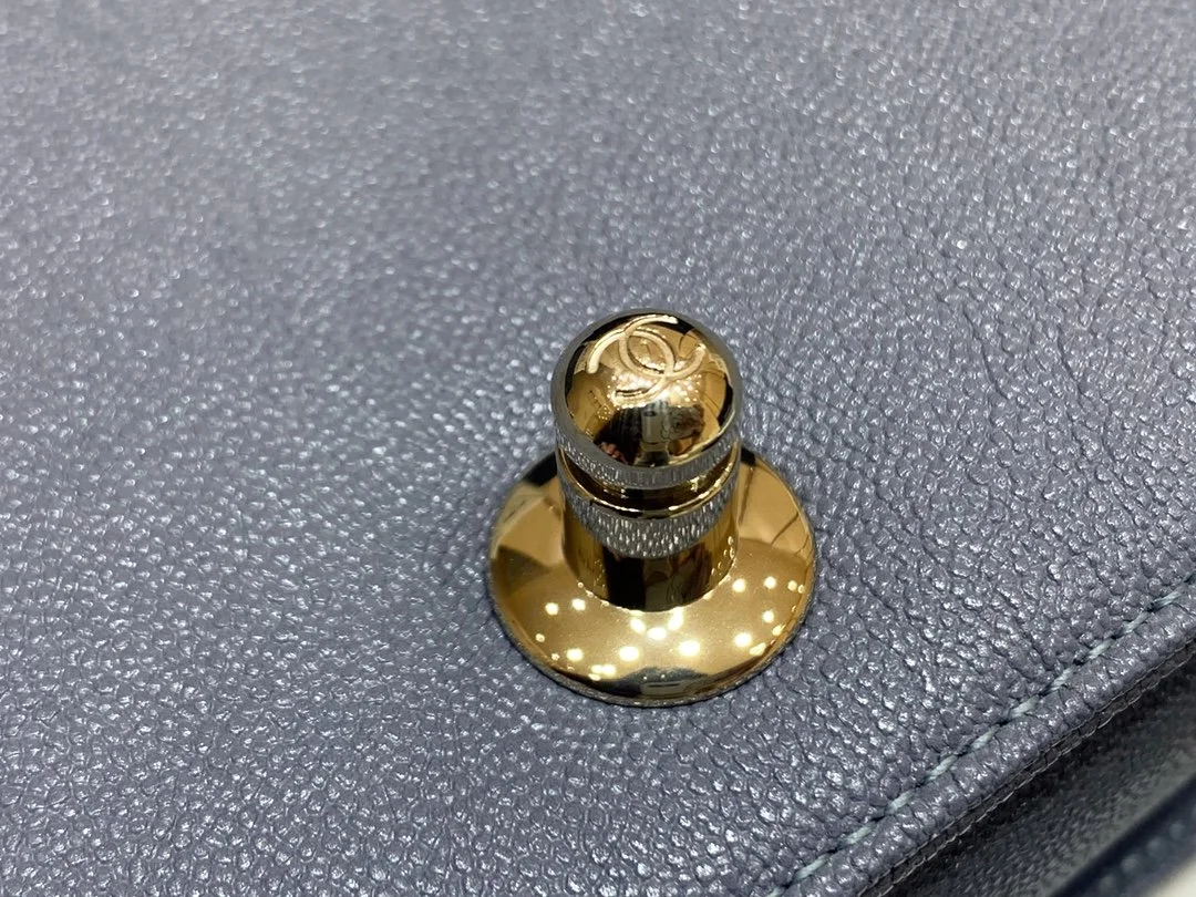 Chanel Boy Handbag Dark Grey Gold Toned Hardware For Women 9.8in/25cm