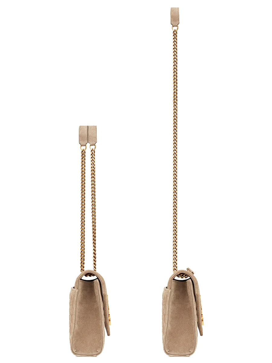 Envelope Medium Chain Bag in Mix Matelasse Corduroy in Greyish Brown