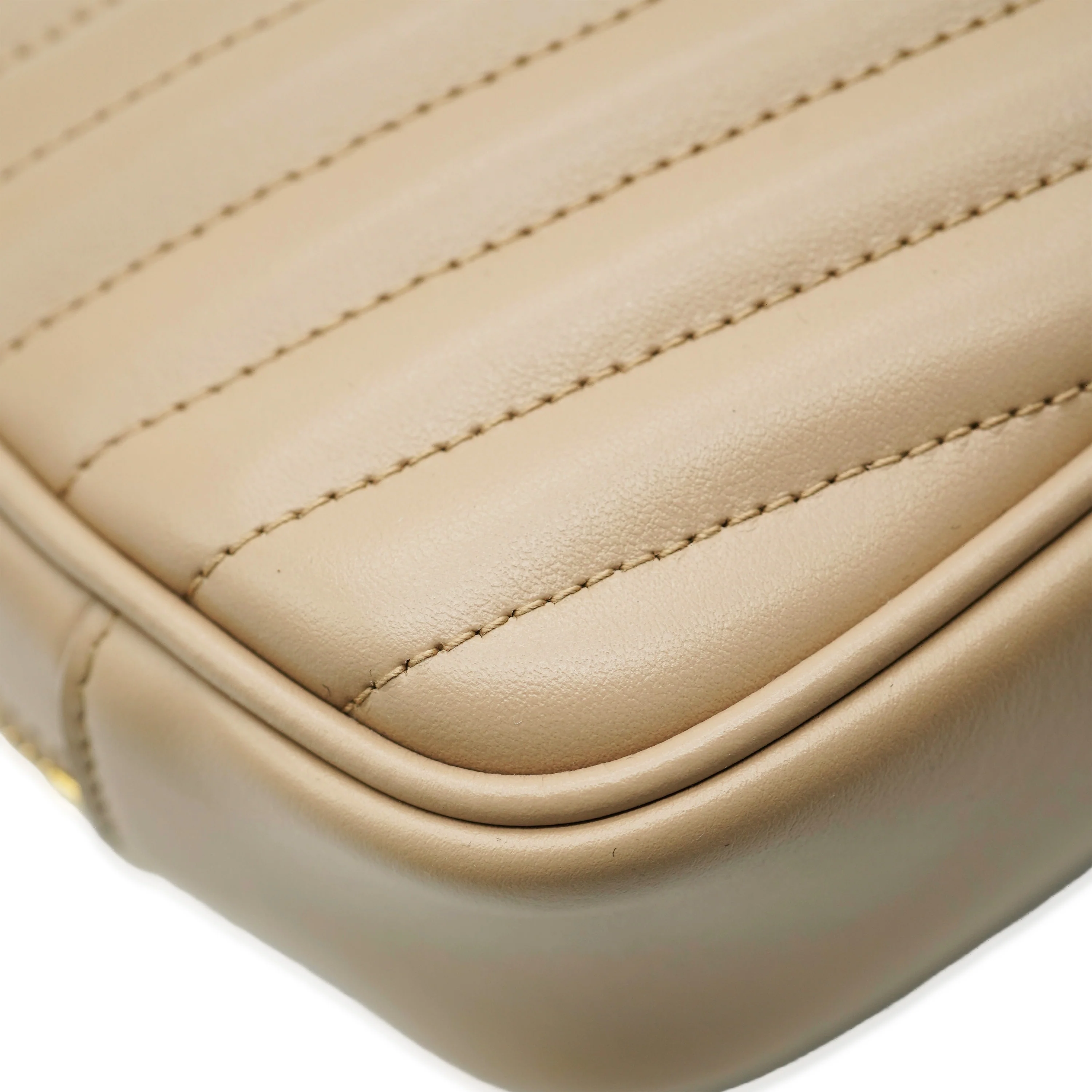 Saint Laurent Beige Chevron Calfskin Mini Lou Camera Bag