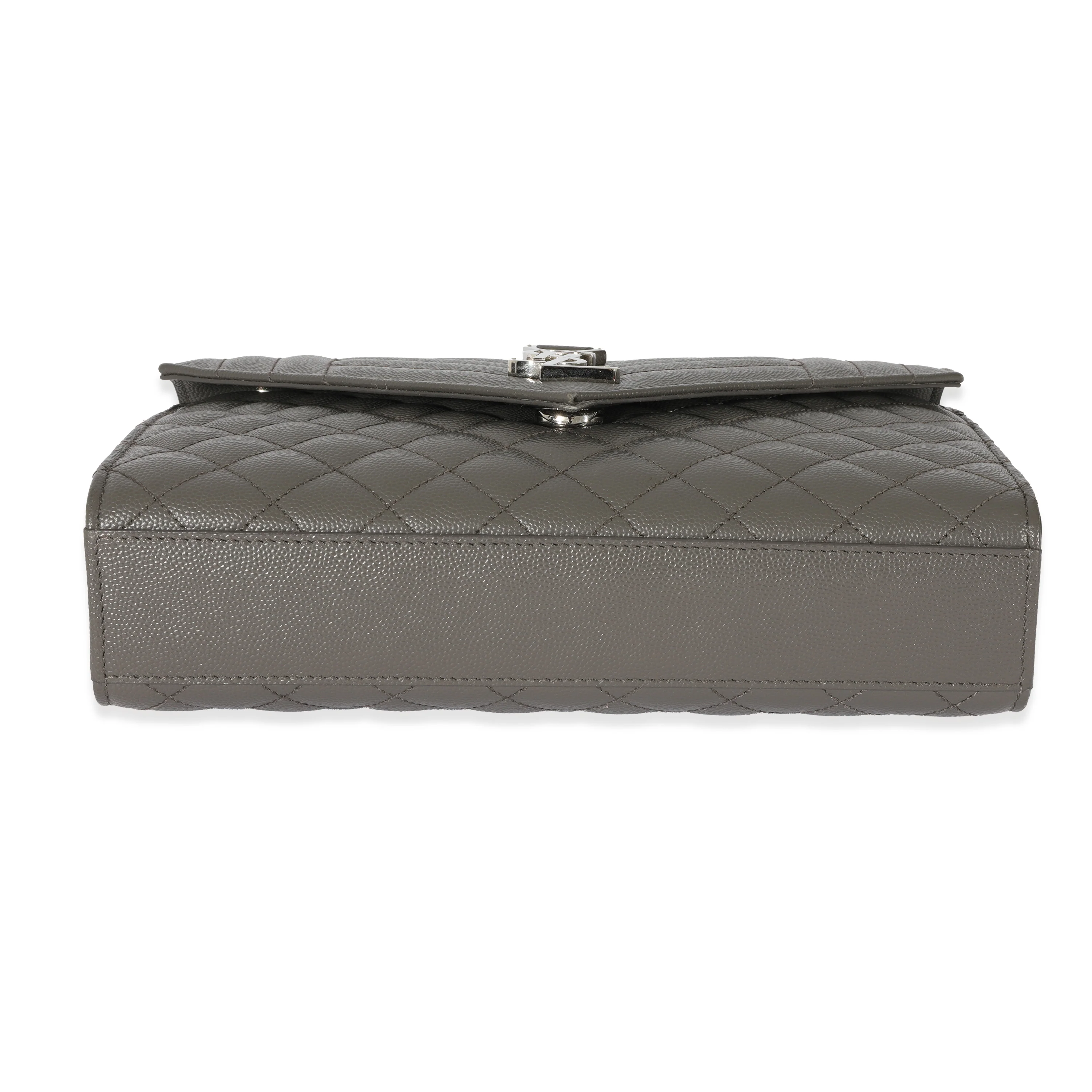 Saint Laurent Grey Grain De Poudre Medium Envelope In Mix Flap Bag
