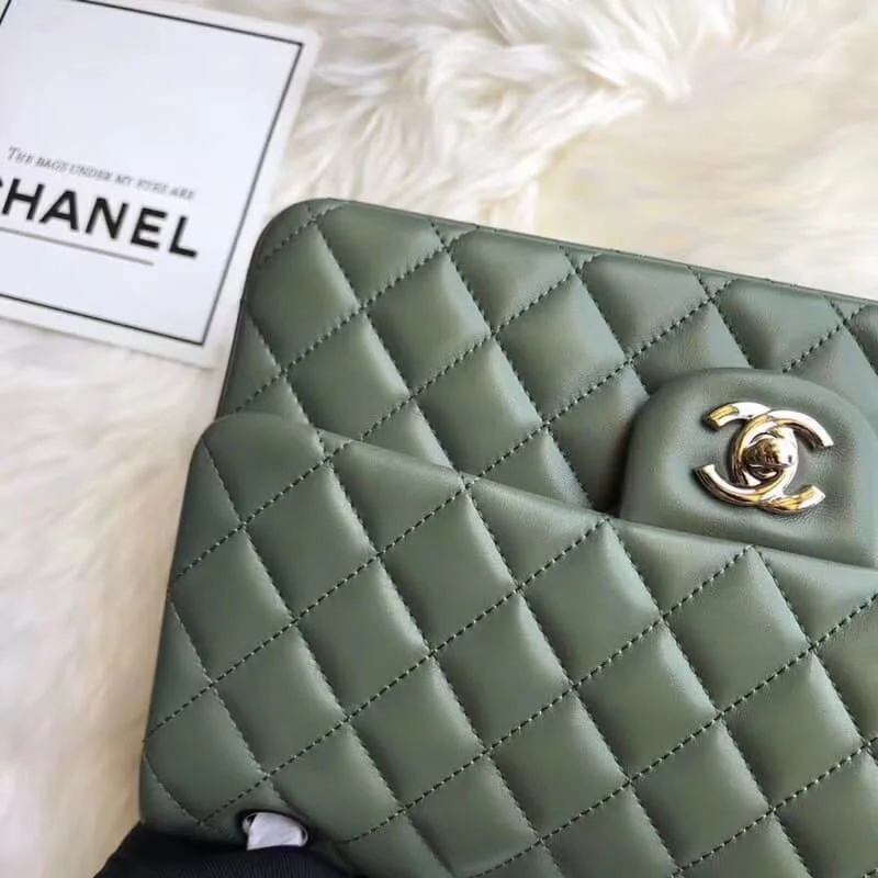 Chanel 1112 Green Medium Size 2.55 Lambskin Leather Flap Bag