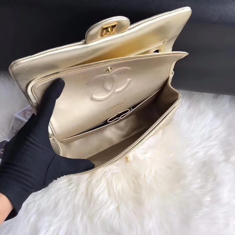 Chanel 1112 Gold Medium Size 2.55 Lambskin Leather Flap Bag