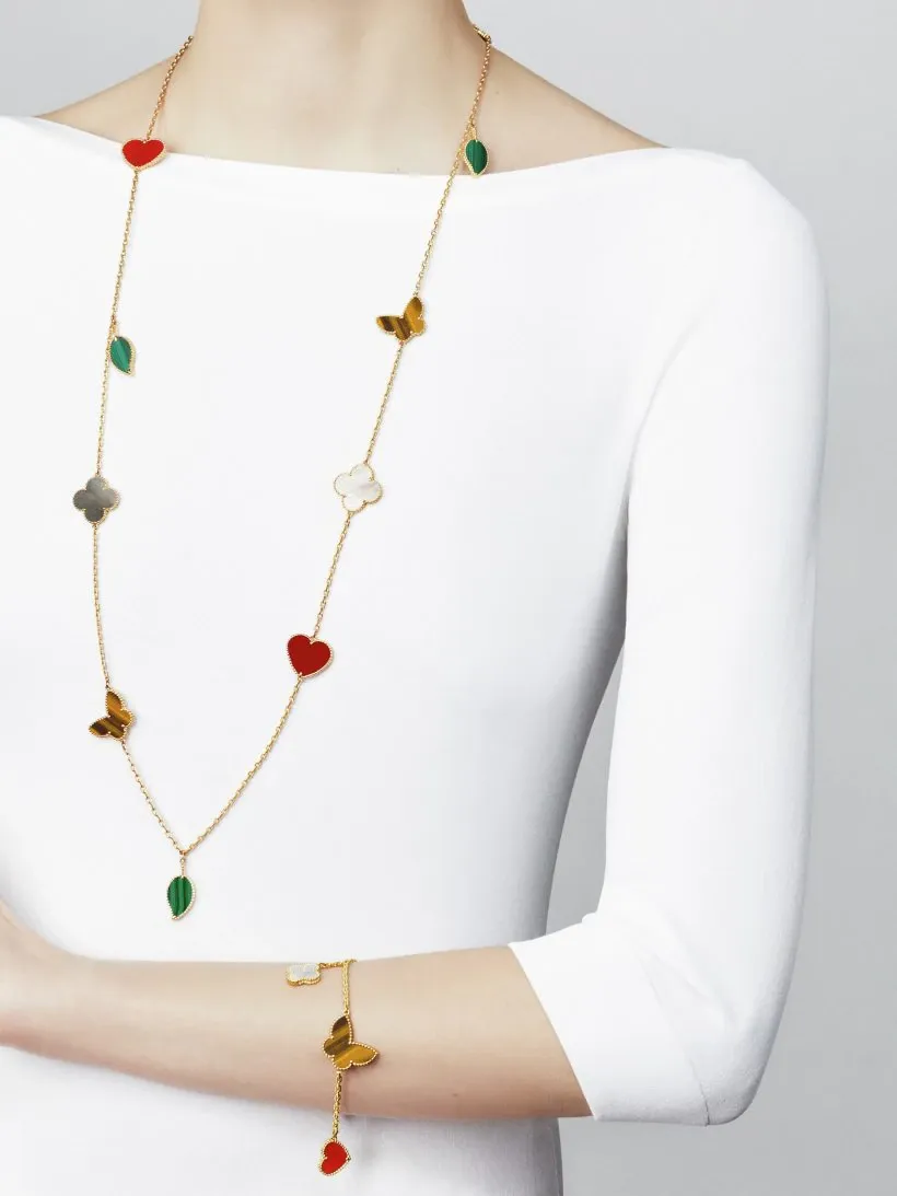 Lucky Alhambra Long Necklace, 12 Charms