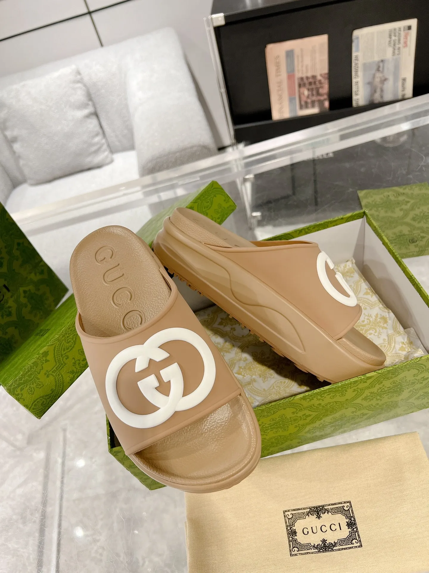 GG new arrival  men and women slippers heels 5 cm