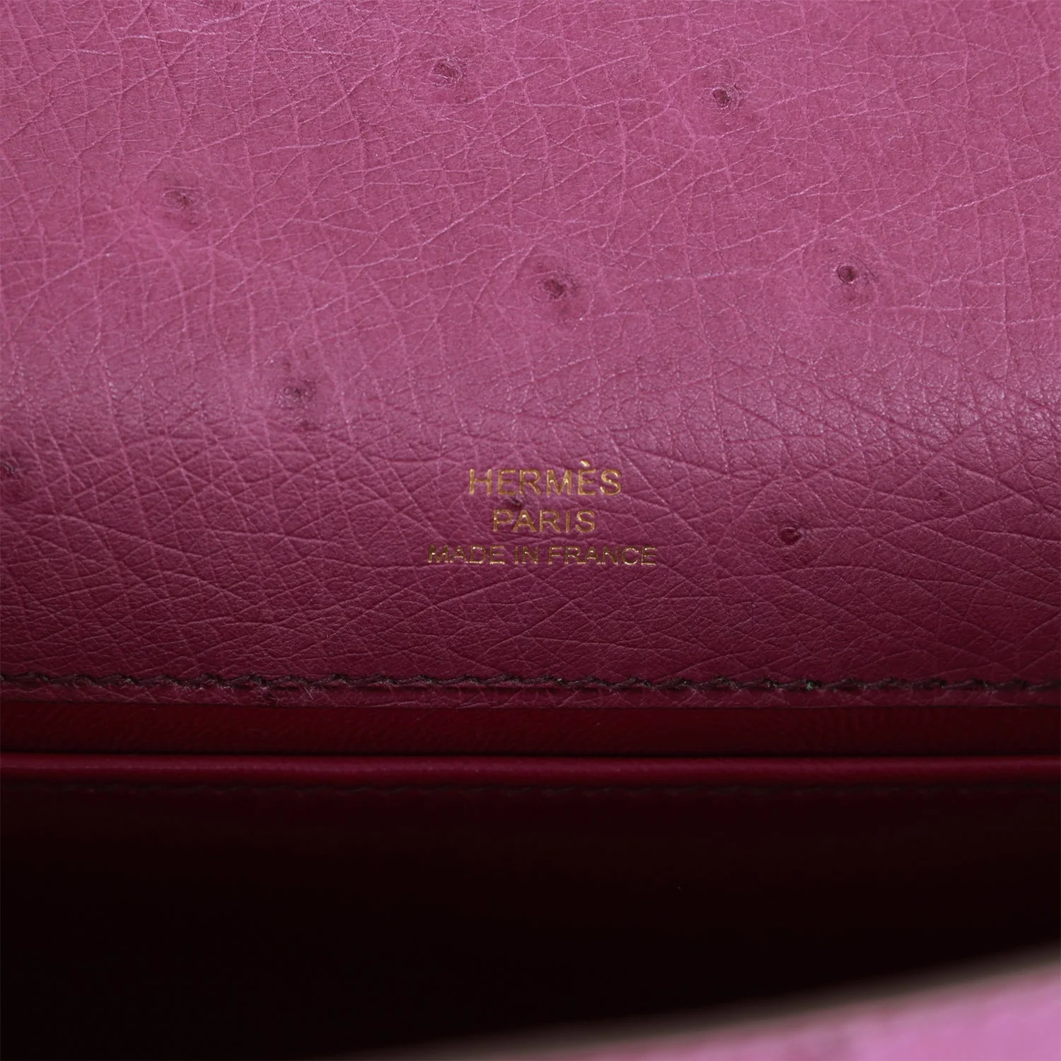 Hermes Kelly Pochette Anemone Ostrich Permabrass Hardware