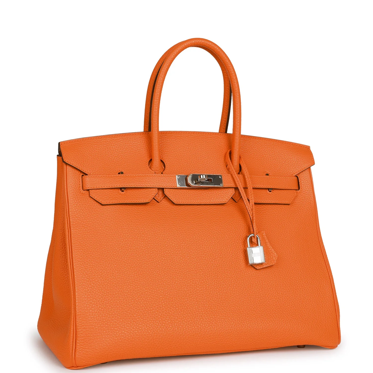 Pre-owned Hermes Birkin 35 Orange H Togo Palladium Hardware