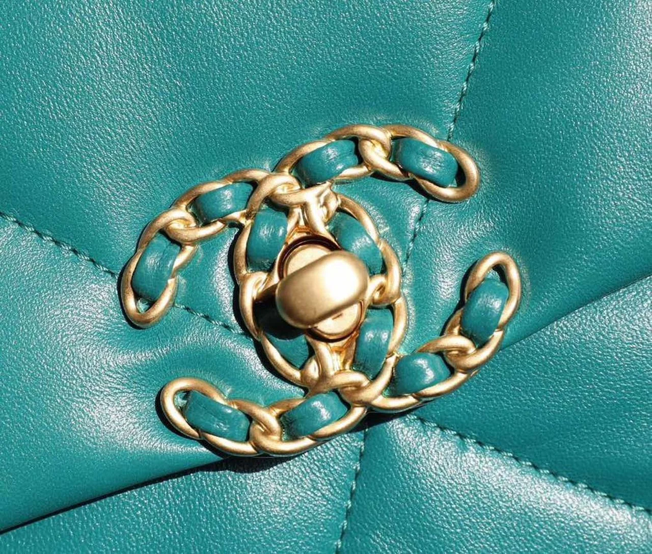 Chanel 19 Handbag 26cm Teal For Women AS1160