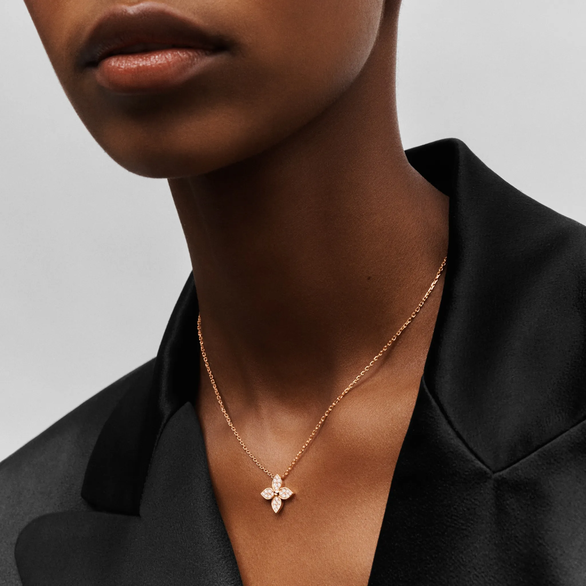 Star Blossom Rose Gold and Diamond Pendant