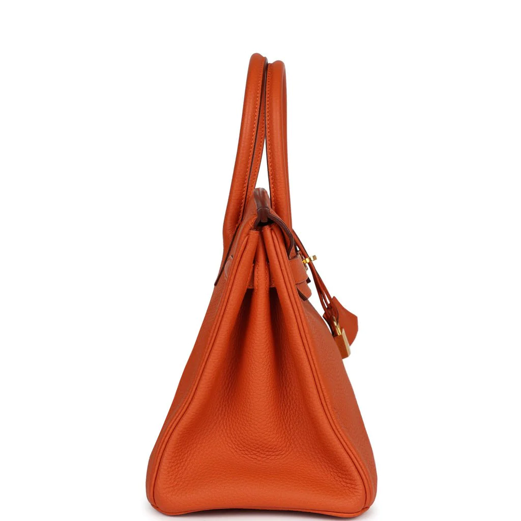Pre-owned Hermes Birkin 30 Orange Togo Gold Hardware